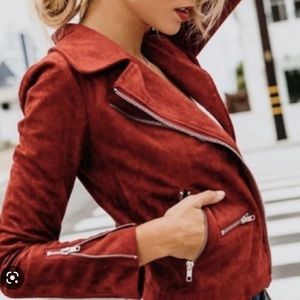 Vici Faux Suede Moto Jacket with Zipper Detailing